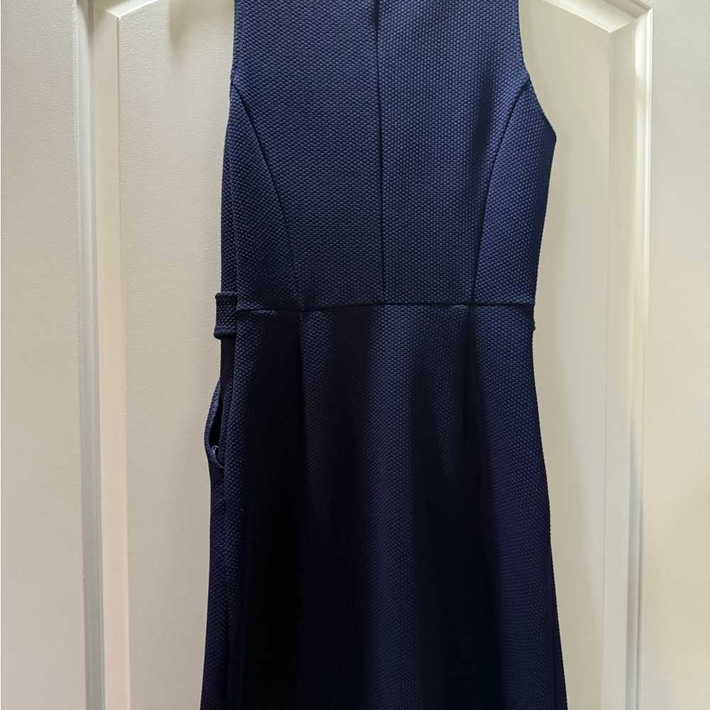 Tabitha Navy Dress with Gold Accents - Picture 2 of 13